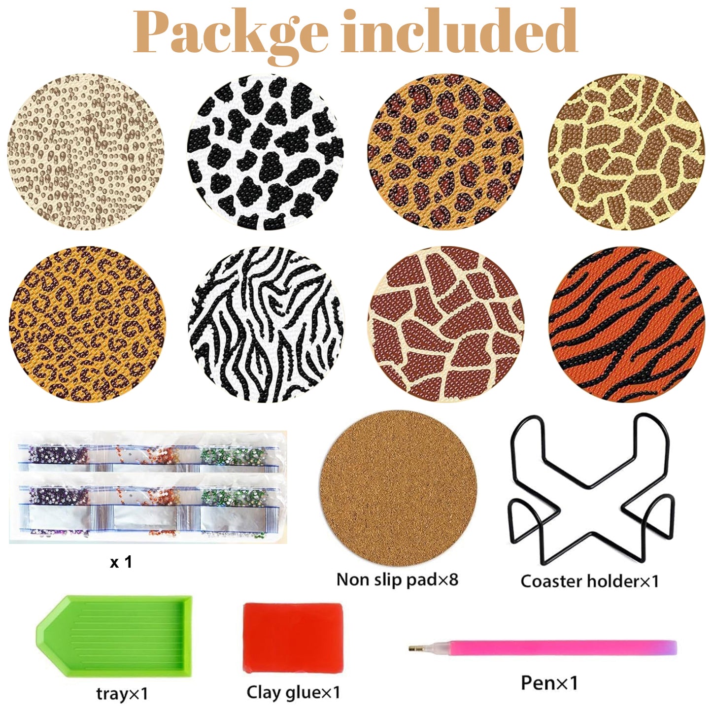 8Pcs Rhinestone Coasters