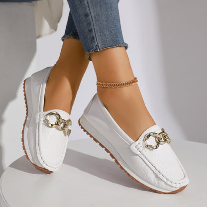 Chains Flats Womens Fashion Casual Comfortable Slip-on Shoes Loafers Spring Summer Fall