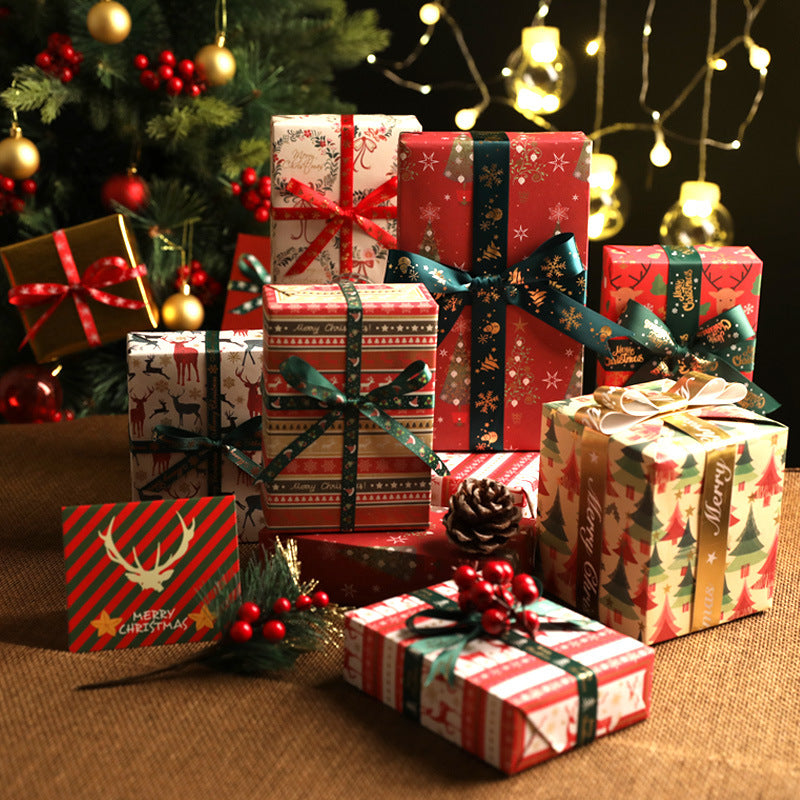 Golden Cartoon Christmas Wrapping Paper