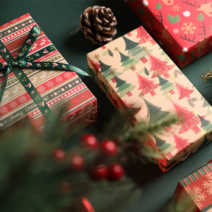 Golden Cartoon Christmas Wrapping Paper
