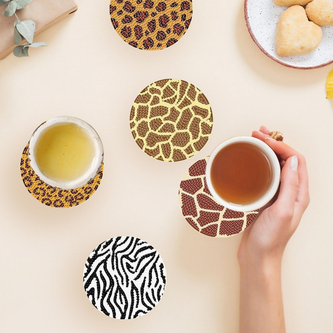 8Pcs Rhinestone Coasters