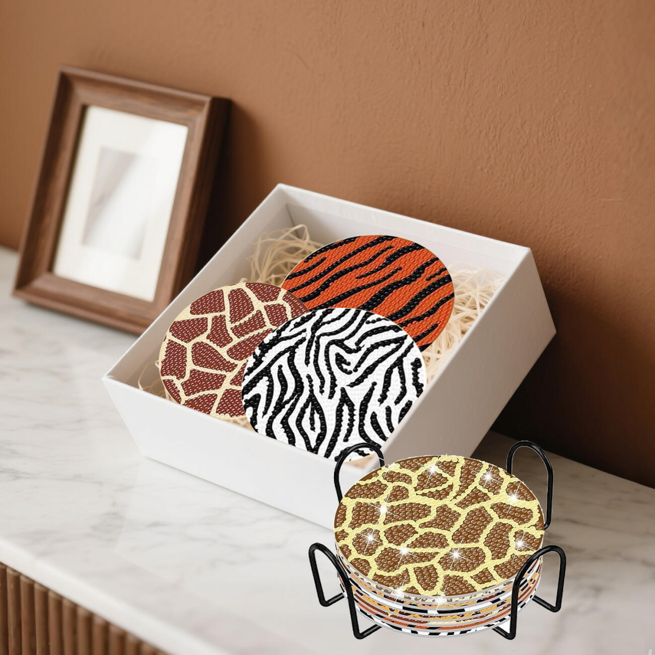 8Pcs Rhinestone Coasters