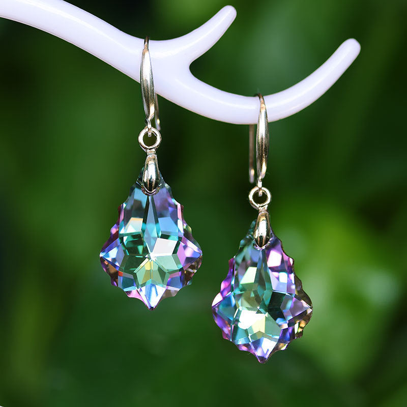 Women's S925 Silver Needle Colorful Crystal Earrings