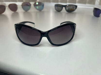 Foster Grant Black Oval Encrusted Black Sunglasses