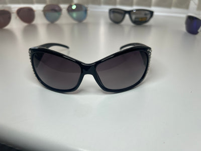 Foster Grant Black Oval Encrusted Black Sunglasses