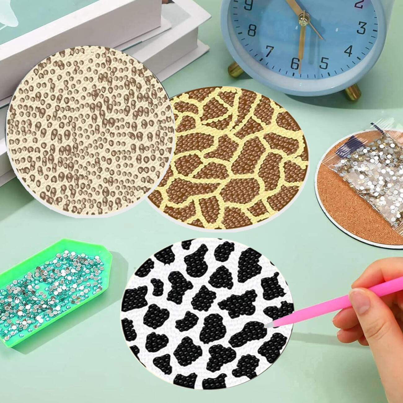 8Pcs Rhinestone Coasters