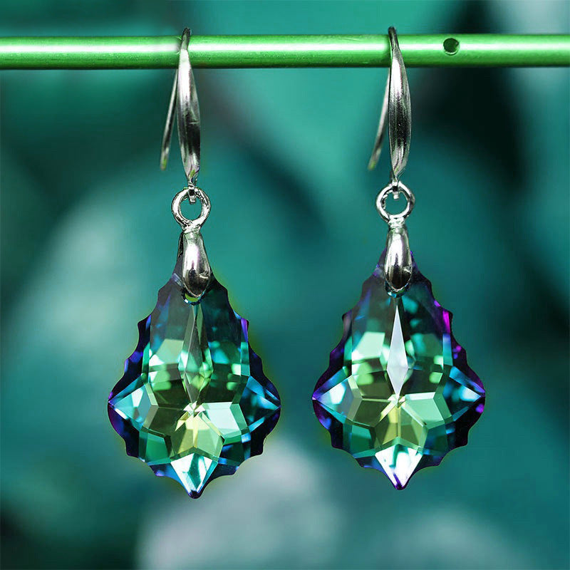 Women's S925 Silver Needle Colorful Crystal Earrings