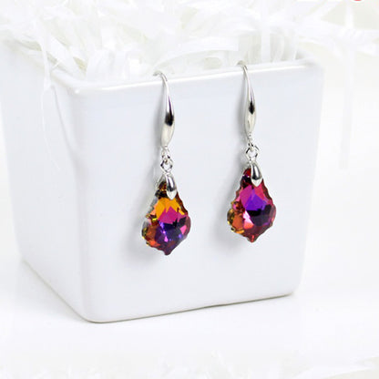 Women's S925 Silver Needle Colorful Crystal Earrings